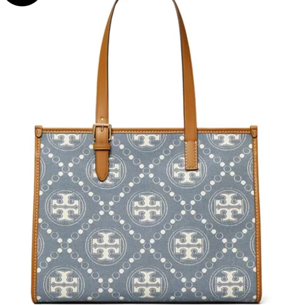 Tory Burch Small T Monogram Denim Tote